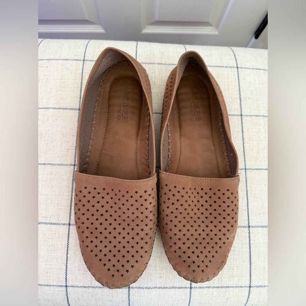 Adam Tucker Tan Perforated Flats